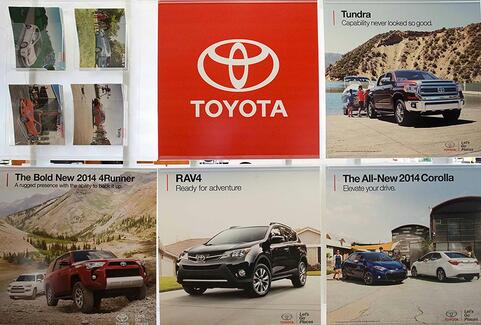 Car brochures at Earnhardt Toyota in Mesa AZ