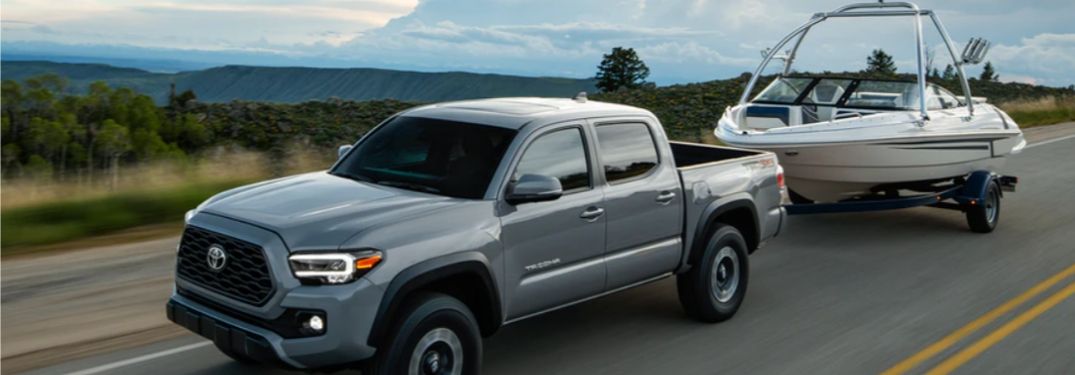 Gray 2020 Toyota Tacoma Towing a Boat