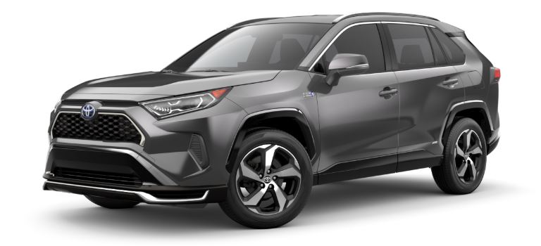 Magnetic Gray Metallic 2021 Toyota RAV4 Prime on White Background