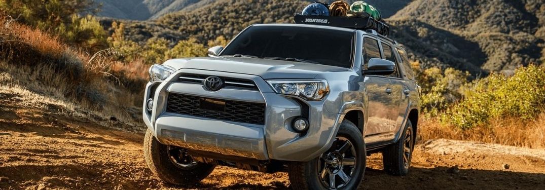 Gray 2021 Toyota 4Runner Trail Edition on a Mountain Trail
