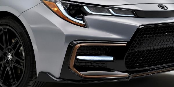 Close Up of 2021 Toyota Corolla Apex Edition Grille and Headlights
