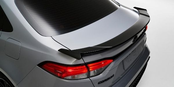 Overhead View of 2021 Toyota Corolla Apex Edition Rear Spoiler