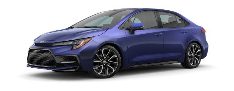 Blue Crush Metallic 2021 Toyota Corolla on White Background