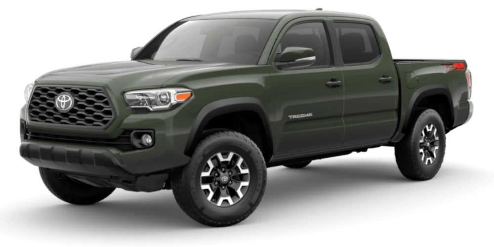 Army Green 2021 Toyota Tacoma on White Background