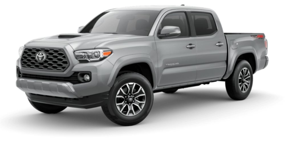 Silver Sky Metallic 2021 Toyota Tacoma on White Background