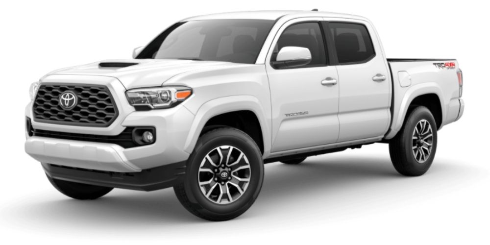 Super White 2021 Toyota Tacoma on White Background