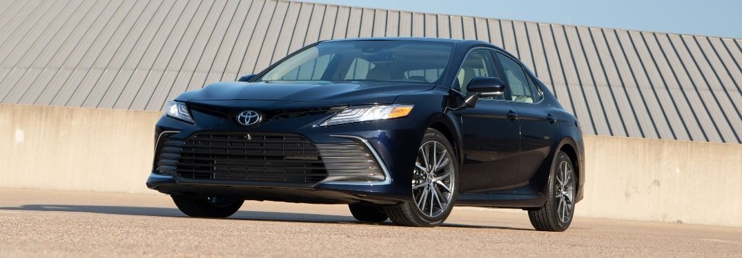 Blue 2021 Toyota Camry on the Road