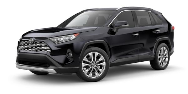Midnight Black Metallic 2021 Toyota RAV4 on White Background