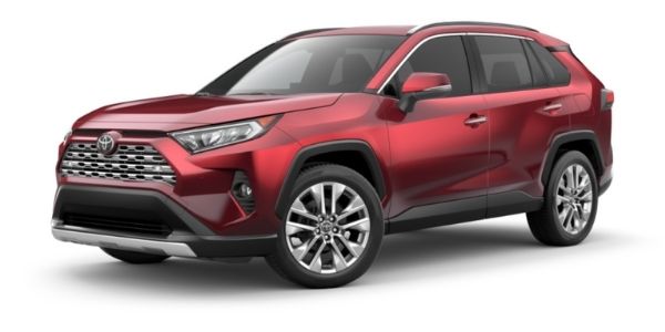 Ruby Flare Pearl 2021 Toyota RAV4 on White Background