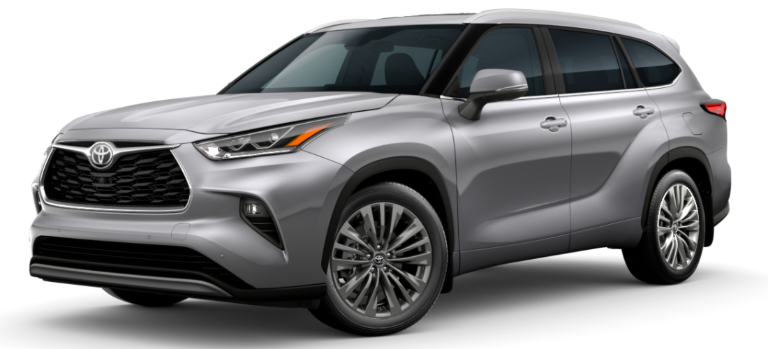 Celestial Silver Metallic 2021 Toyota Highlander on White Background