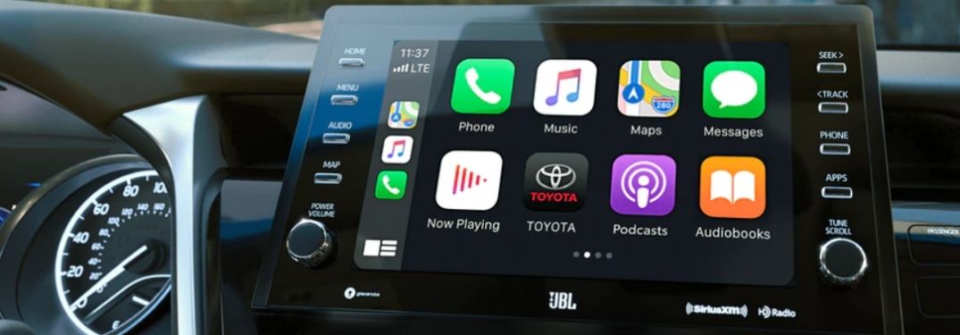 Close Up of 2021 Toyota Camry Touchscreen Display with Apple CarPlay