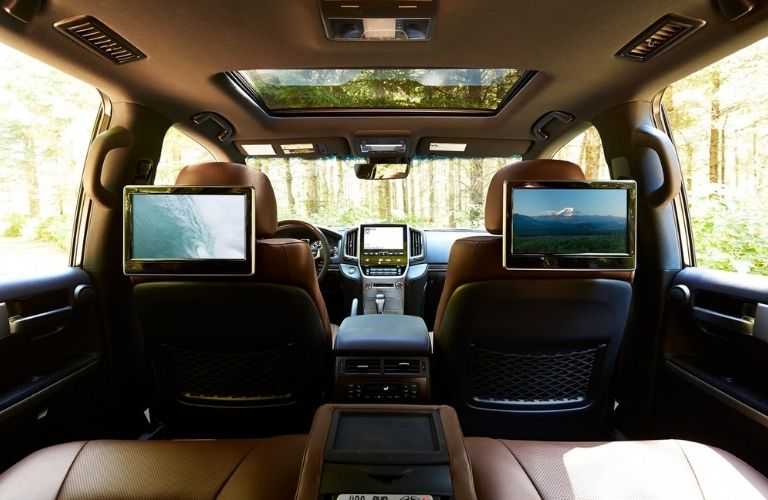 Rear to Front View of 2021 Toyota Land Cruiser Interior with Rear Entertainment System