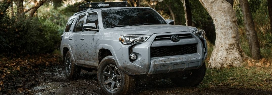Gray 2021 Toyota 4Runner on a Muddy Trail