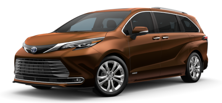 Sunset Bronze Mica 2021 Toyota Sienna on White Background