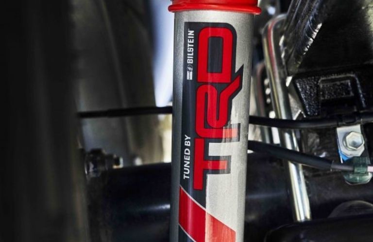Close Up of 2021 Toyota Tacoma TRD Lift Kit Bilstein Shocks