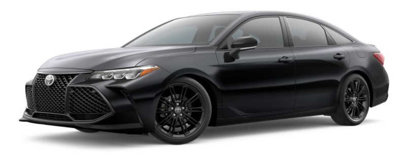 Midnight Black Metallic 2021 Toyota Avalon on White Background