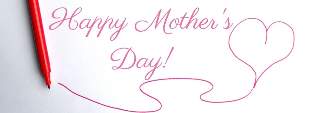 Pink Marker with Drawn Heart and Happy Mother's Day Text on a White Background