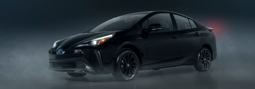 Black 2022 Toyota Prius Nightshade Edition Front Exterior on Foggy Background