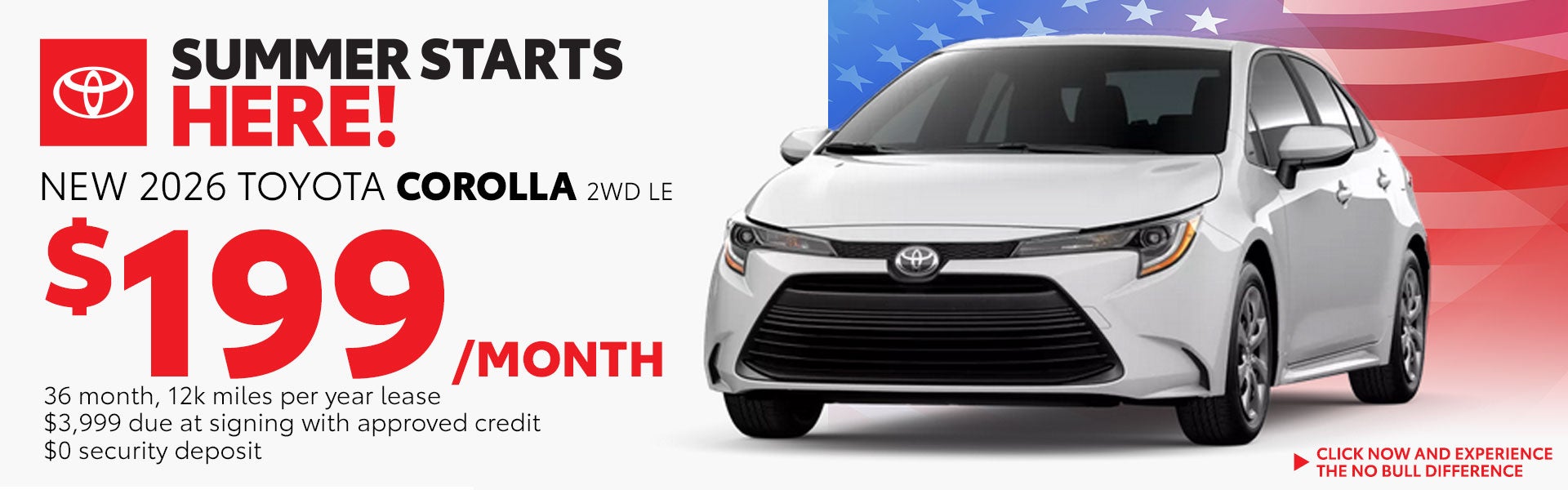 Lease a New Corolla LE for just $199/month