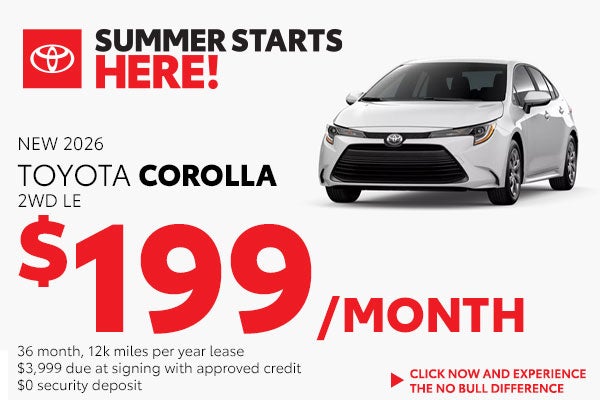Lease a New Corolla LE for just $199/month