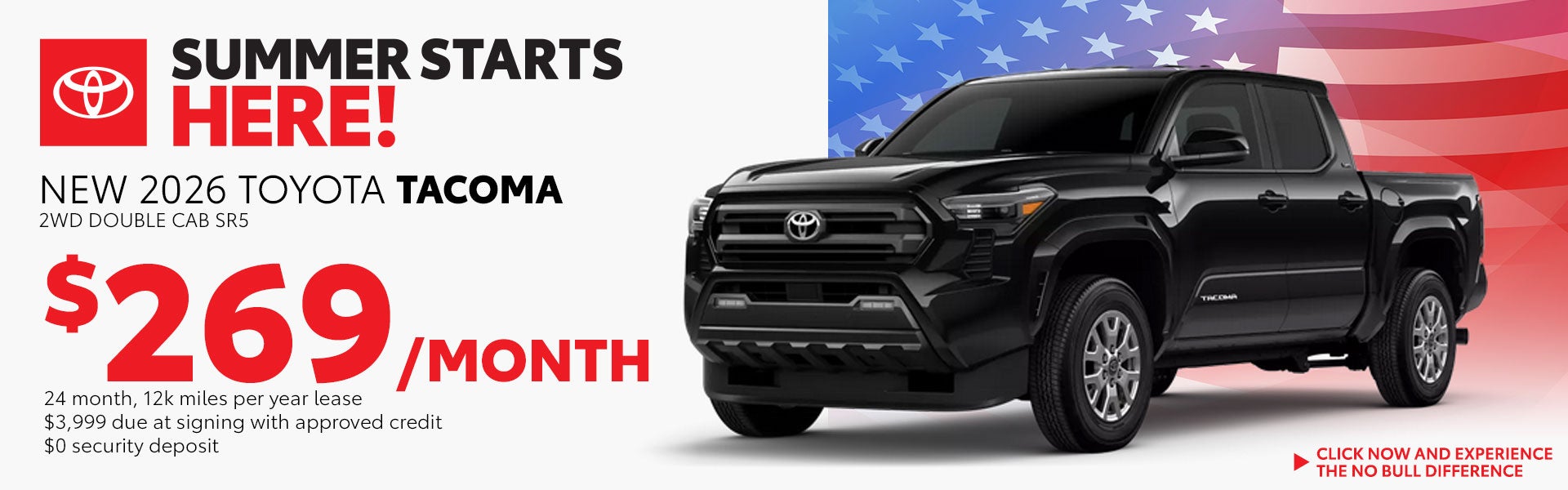 Lease a New Tacoma 2WD Double Cab SR5 for just $269/month