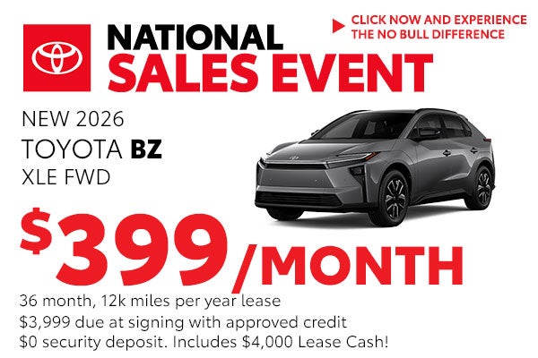 Lease a New Toyota BZ for just $399/month