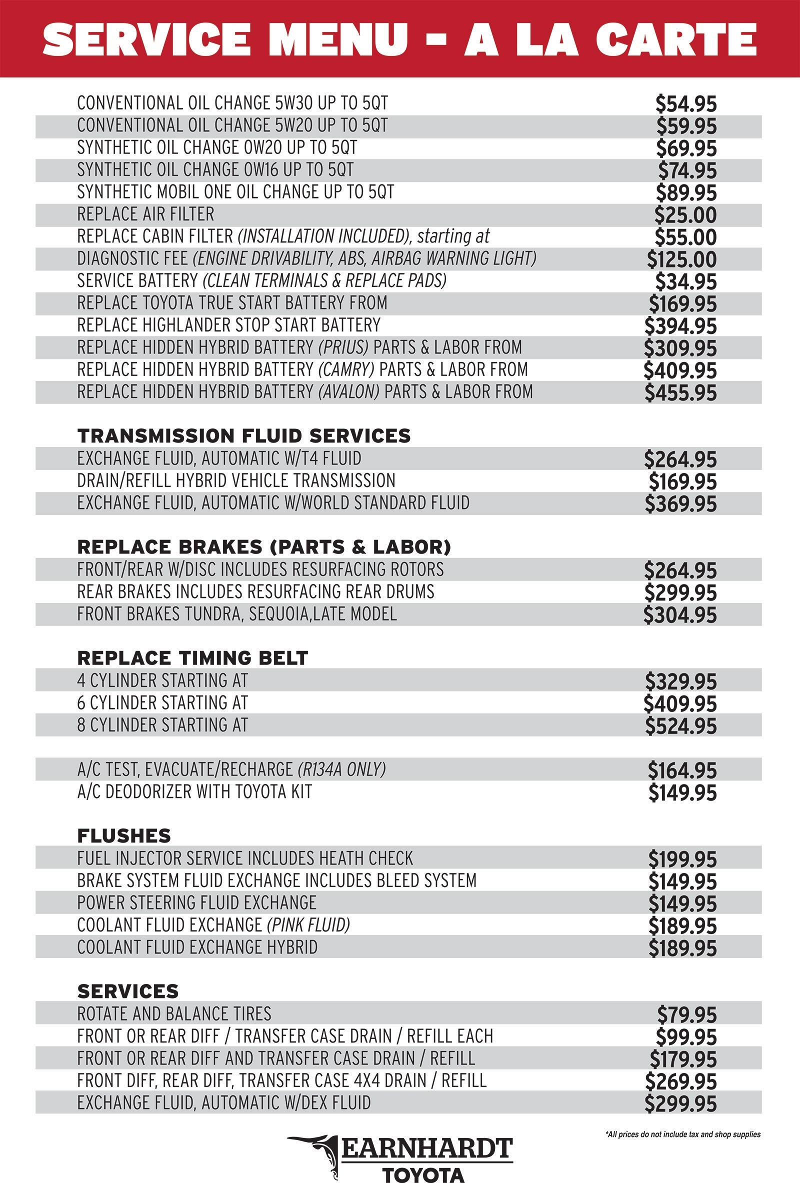 Toyota Service & Parts Specials in Mesa | Earnhardt Toyota